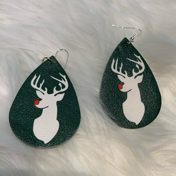 Jewelry - Christmas Deer Faux Leather Drop Earrings